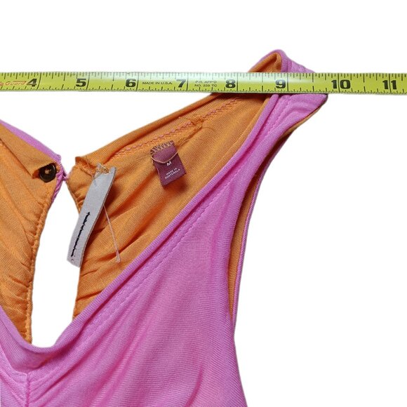 NWT PILCRO ANTHROPOLOGIE Ruched Reversible Tank In Pink/Orange, Medium, $68 - Picture 9 of 12